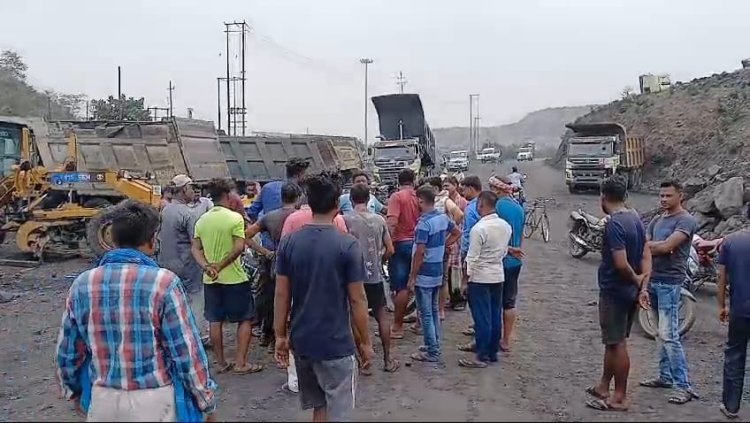 भाग गयी निजी खनन कंपनी, कर्मियों का हंगामा