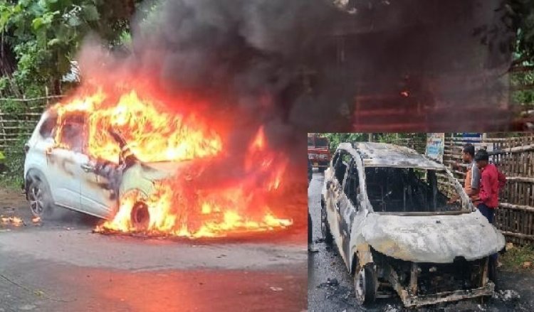 चलती कार में लगी आग, चालक की समझदारी से टला बड़ा हादसा